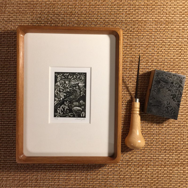 【木口木刻版画】Flower blooms again - 海报/装饰画/版画 - 纸 黑色