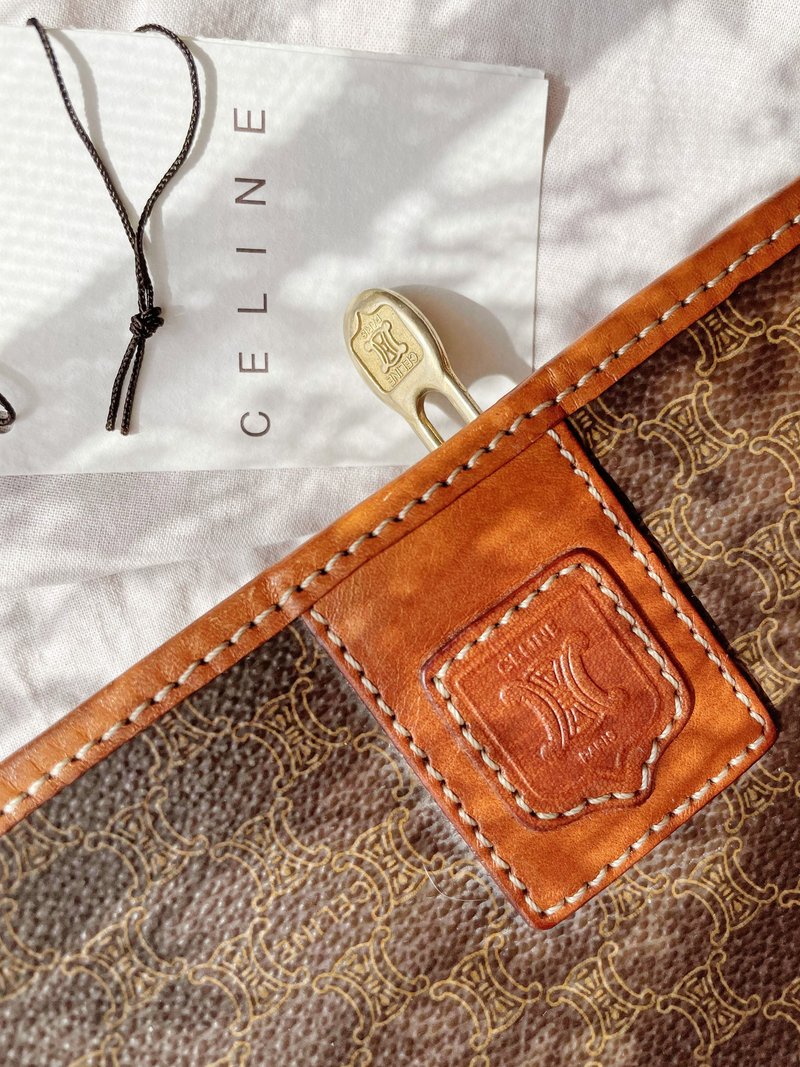 中古包 CELINE 赛琳 棕啡老花 链条包 单肩包腋下包 手拿包手提包 - 手提包/手提袋 - 真皮 咖啡色