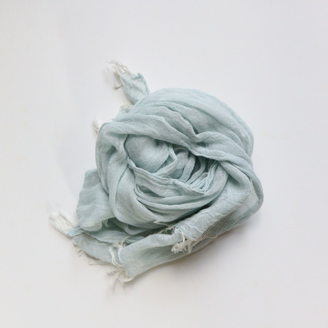 BAN INOUE Colorful small size Pale blue scarf that feels good 100% cotton Natura - 丝巾 - 棉 蓝色