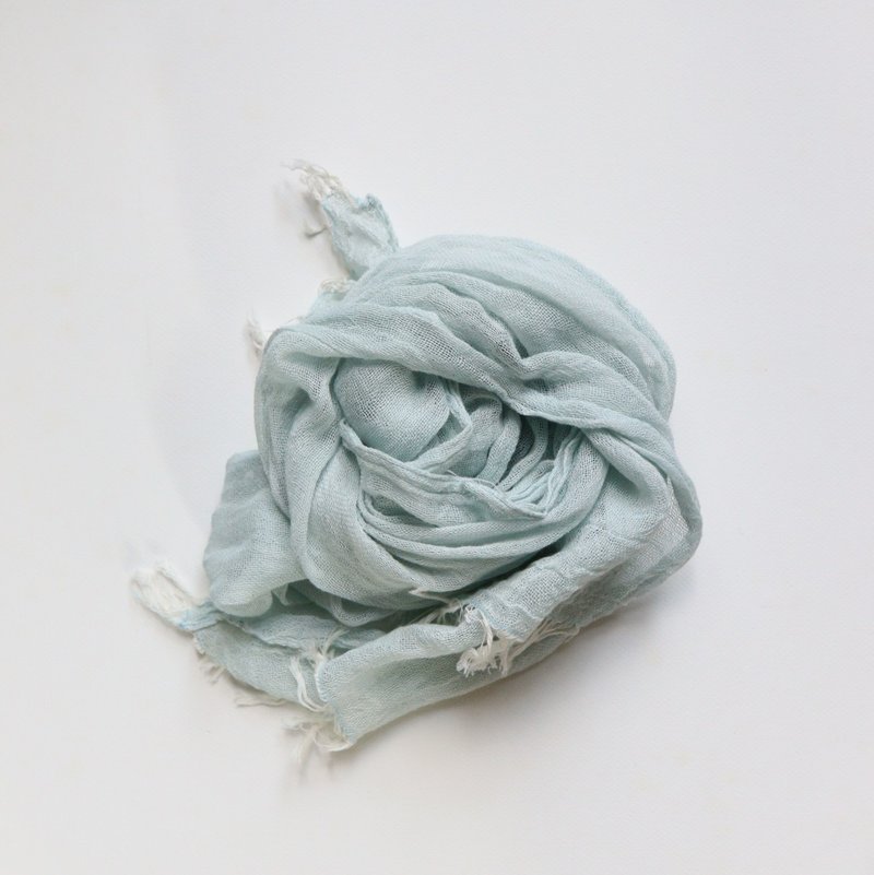 BAN INOUE Colorful small size Pale blue scarf that feels good 100% cotton Natura - 丝巾 - 棉 蓝色