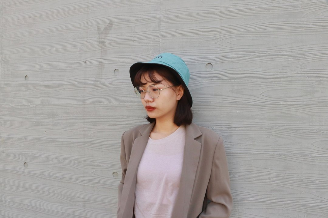 湖水绿双面渔夫帽 bucket hat - 帽子 - 棉 绿色