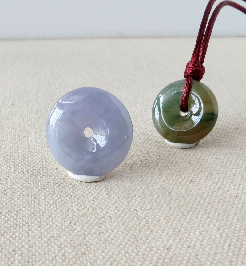 【平安·如意】紫平安扣翡翠韩国蜡线项链*HGB5*招财、避邪 - 项链 - 宝石 紫色