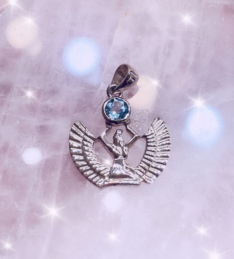 Isis 埃及埃西斯女神蓝拓帕版 - 项链 - 纯银 多色