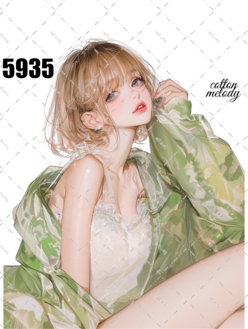 original sticker no.5935 人物贴纸 原创贴纸 人物插画贴纸 女孩贴纸 原创人物贴纸 - 贴纸 - 纸 