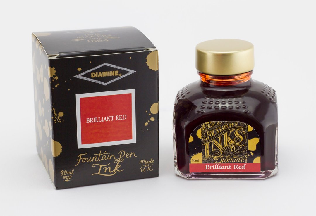 Diamine 烁亮红钢笔墨水 - 墨水 - 玻璃 红色