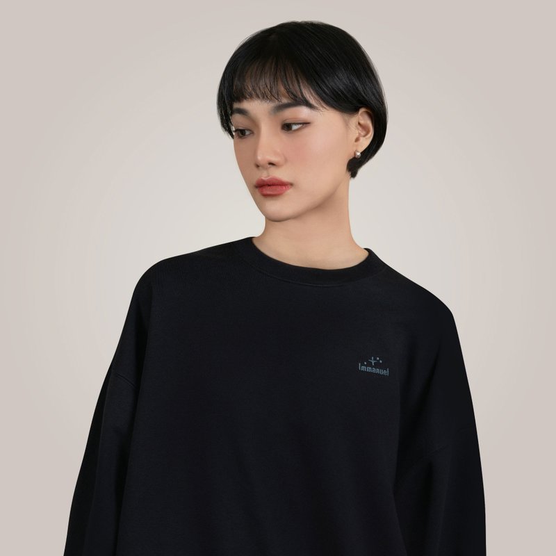 【出清商品特价】十字架大学T 以马内利英文 - 女装上衣 - 棉．麻 黑色