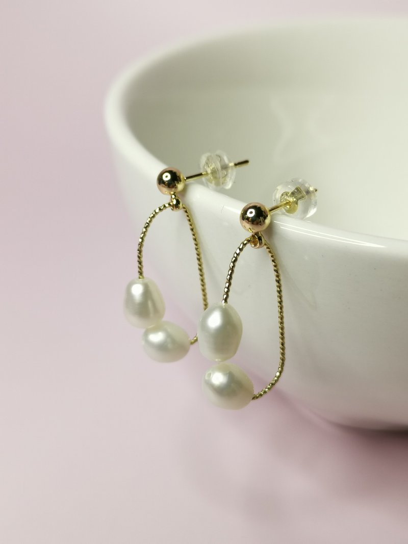 想念天然珍珠 耳环手作 - 耳环/耳夹 - 珍珠 白色