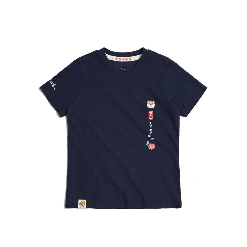 江户胜 日系 女装 胜太郎系列 胜太郎鲤鱼短袖T恤(丈青色) #上衣 - 女装 T 恤 - 棉．麻 蓝色
