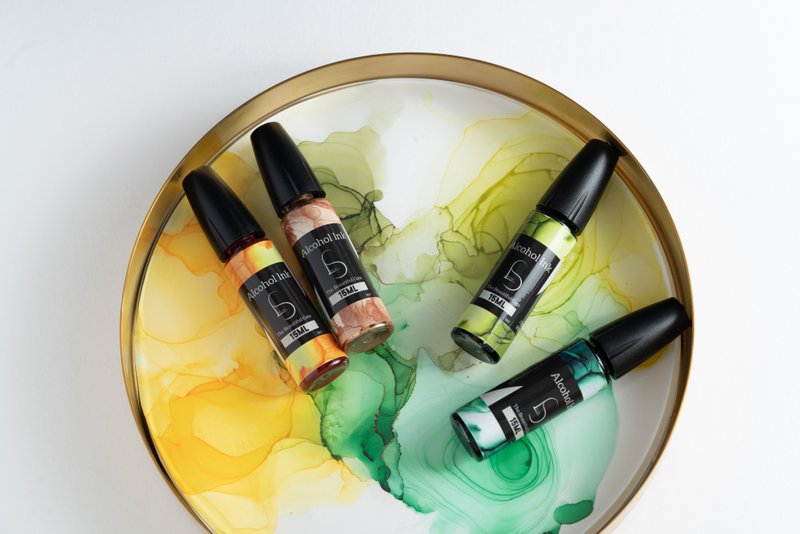 酒精墨-春意盎然配色组 - 插画/绘画/写字 - 颜料 绿色