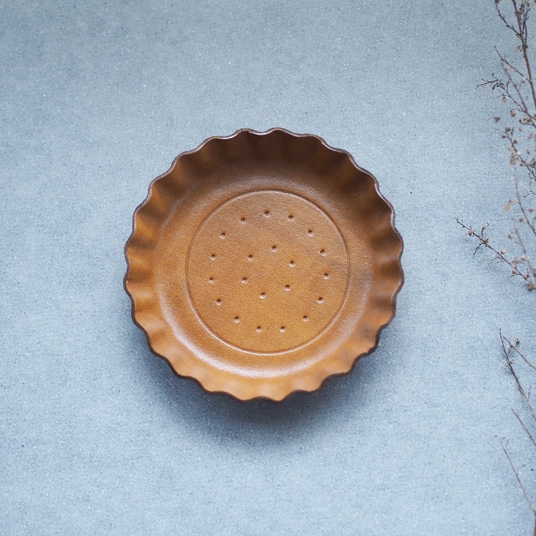 Camel) Biscuit type accessories Accessories Genuine leather tray - 摆饰 - 真皮 咖啡色