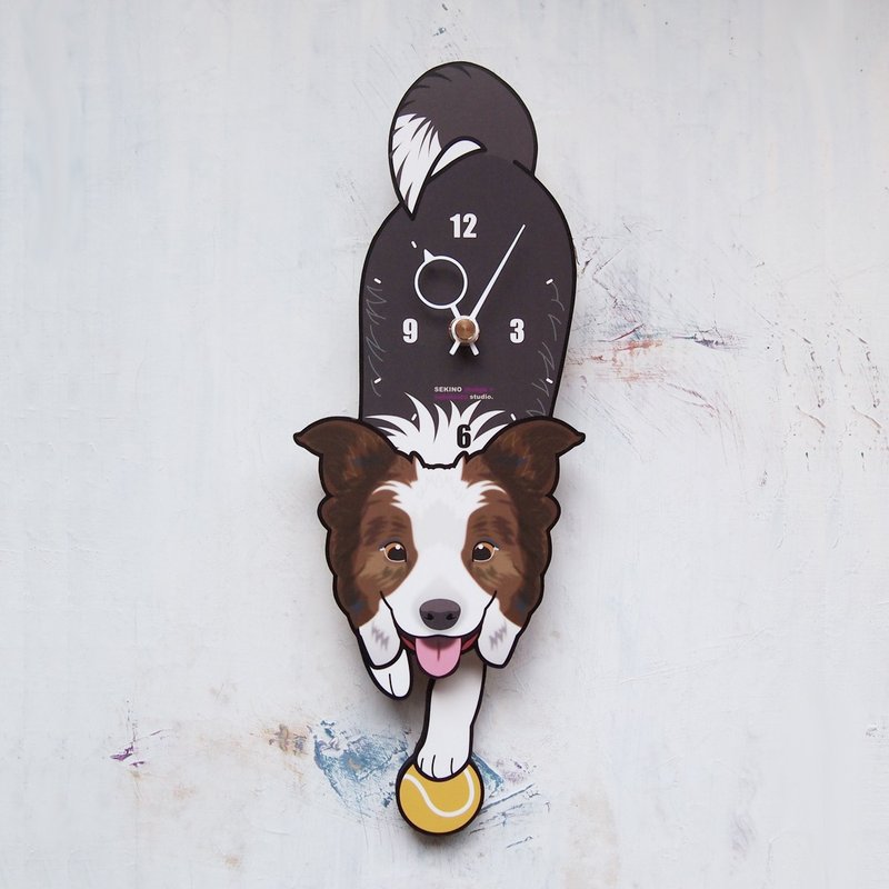 D-70 边境牧羊犬(白) - 动物造型钟摆钟 - 时钟/闹钟 - 木头 