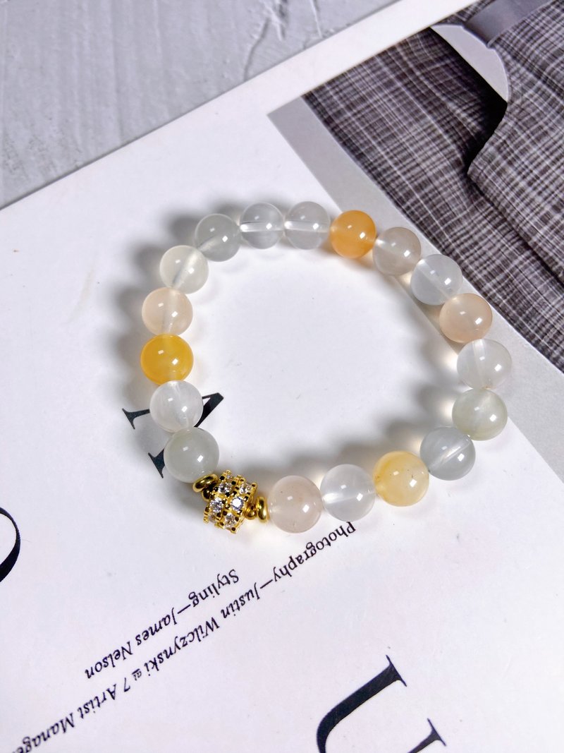 彩兔毛水晶//金色锆石滚轮 - 手链/手环 - 水晶 多色