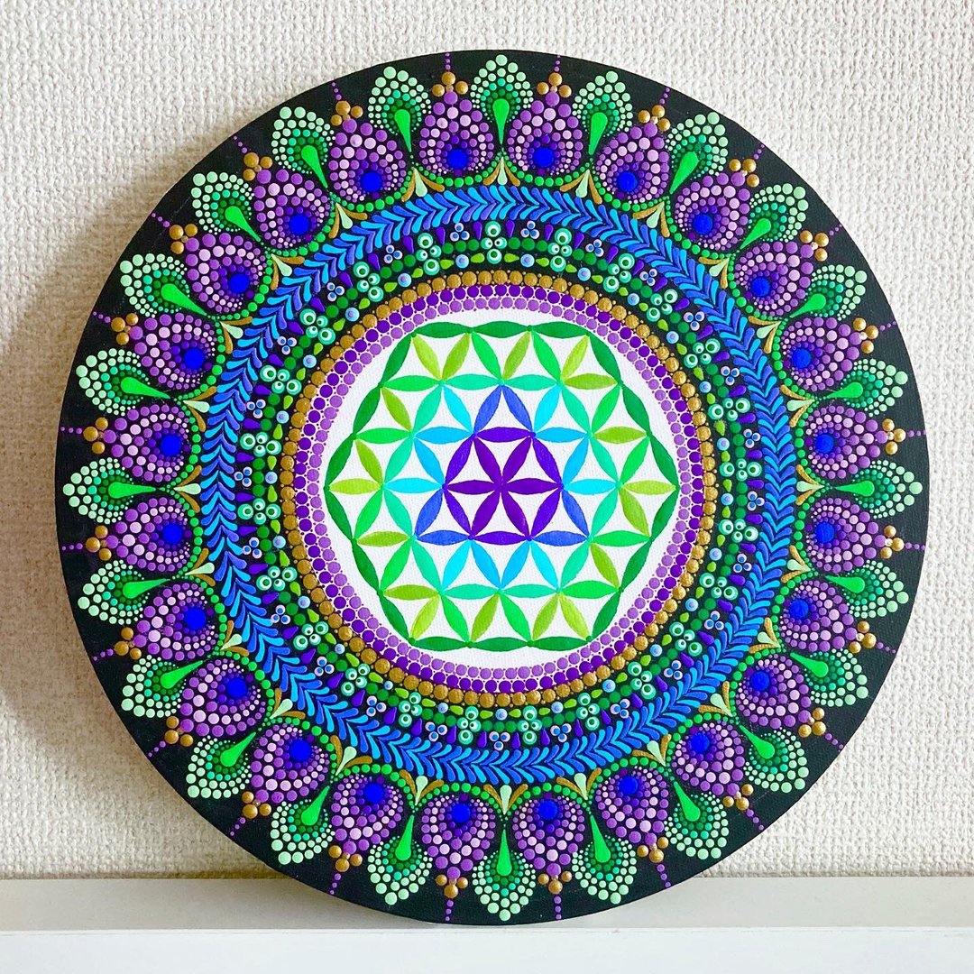 Awakening Dot Mandala Flower of Life 30cm - 海报/装饰画/版画 - 棉 多色