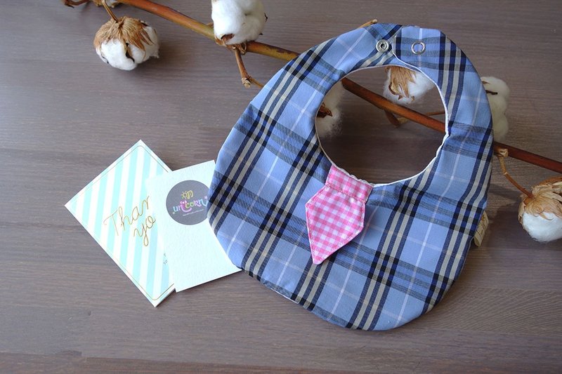 绅士领带围兜-帅到底-手工限量制作、沙发兜、口水兜、口水巾、弥月礼-明-unicorn - 围嘴/口水巾 - 棉．麻 蓝色