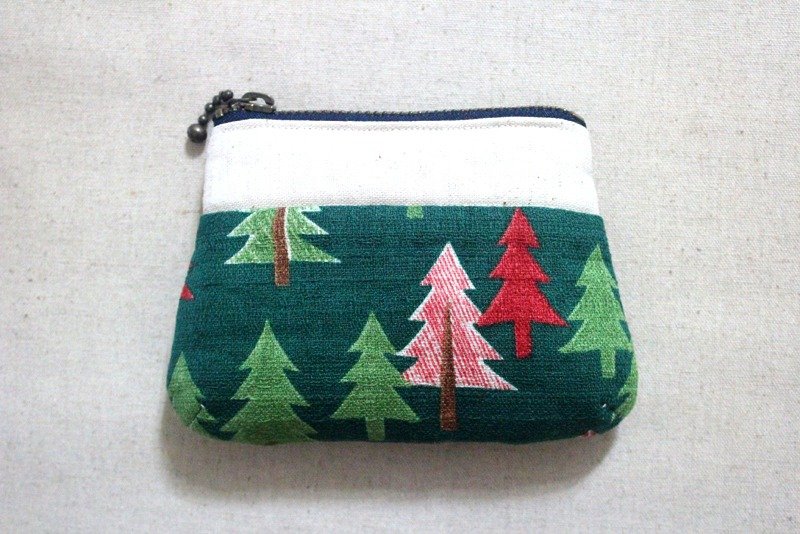 耶诞快乐之铺棉温暖小绿树零钱包！ - 零钱包 - 棉．麻 绿色