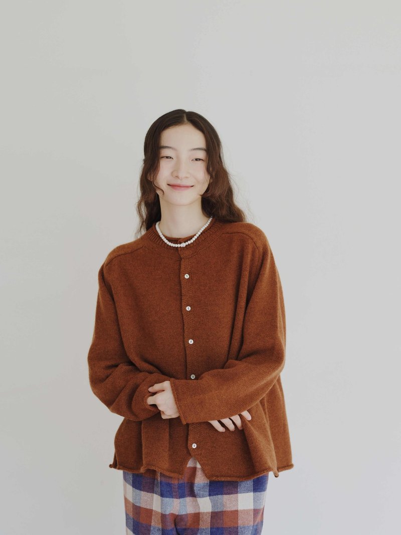 KOOW  日产全羊毛混色感纱线开衫 精致贝壳口卷边针织外套 - 女装针织衫/毛衣 - 羊毛 多色