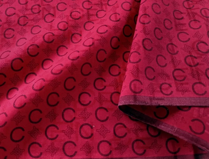 Celine 复古围巾 Monogram 红色 23 x 22.5 英寸 - 丝巾 - 棉．麻 红色
