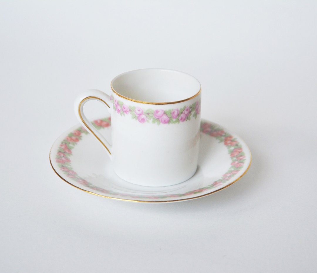 德国古董小下午茶杯盘组B - 茶具/茶杯 - 瓷 白色