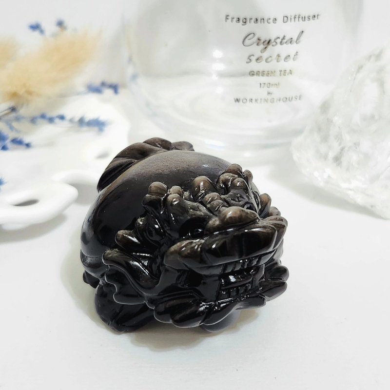 银曜石龙龟/招财/避邪防小人之水晶 - 摆饰 - 玉石 黑色