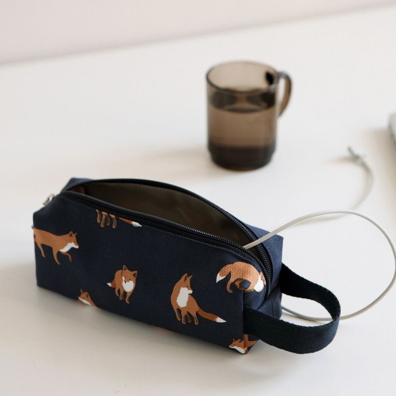 Dailylike 法捧帆布手提笔袋-01狐狸,E2D48484 - 铅笔盒/笔袋 - 棉．麻 蓝色