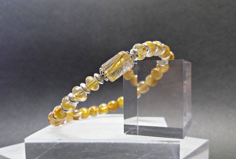 金环 - 天然金发晶纯银手链 - 手链/手环 - 宝石 金色