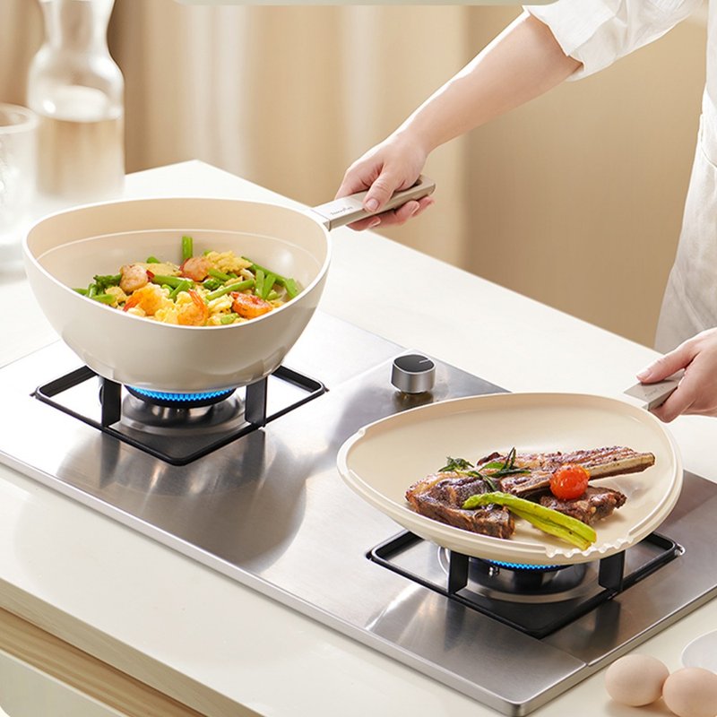 【Taste Plus】悦味元素三角锅 钛+陶瓷不沾锅 上下双锅组 赠蒸盘 - 锅具/烤盘 - 其他材质 白色