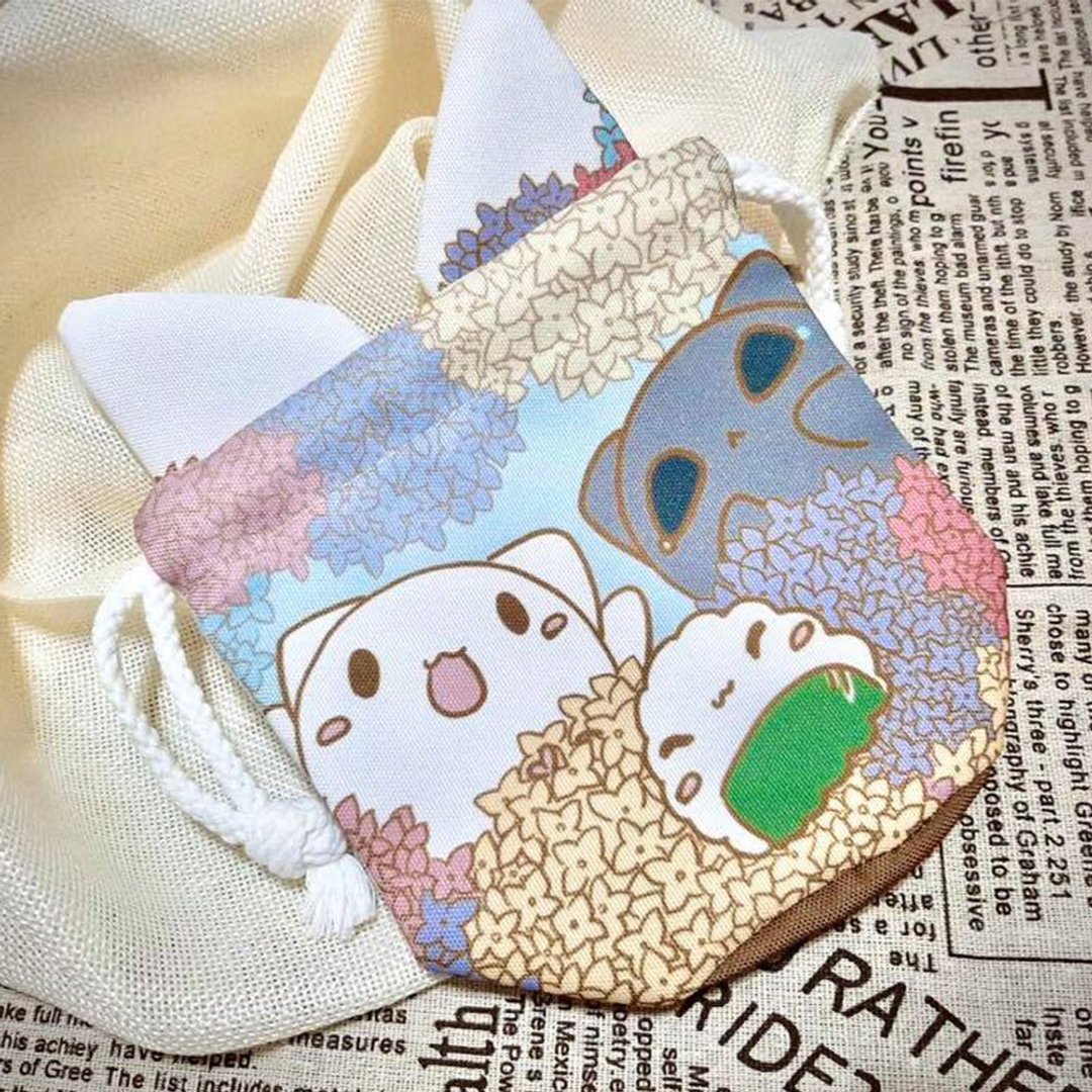 原创饭君fanjiun猫耳造型束口袋/跟着饭君到花丛玩 - 手提包/手提袋 - 其他人造纤维 