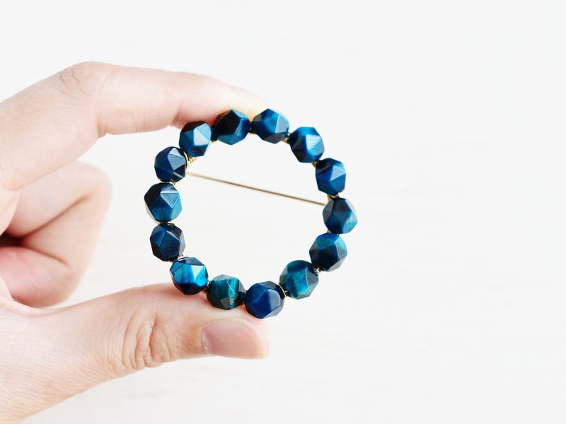 【胸针・M尺寸】蓝色洞窟 结晶 圆环 - 胸针 - 半宝石 蓝色