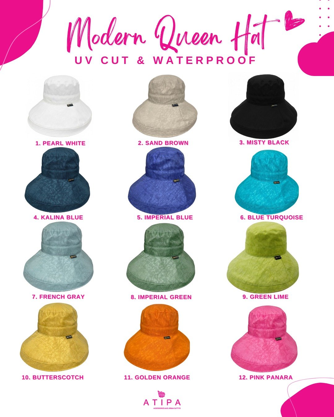 Modern Queen Hat – 加宽大帽檐防水防晒帽 - 帽子 - 尼龙 白色