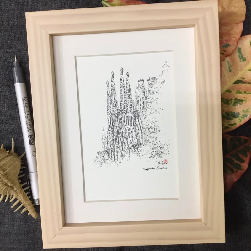 高第 圣家堂/手绘原作/含框 - 海报/装饰画/版画 - 纸 咖啡色