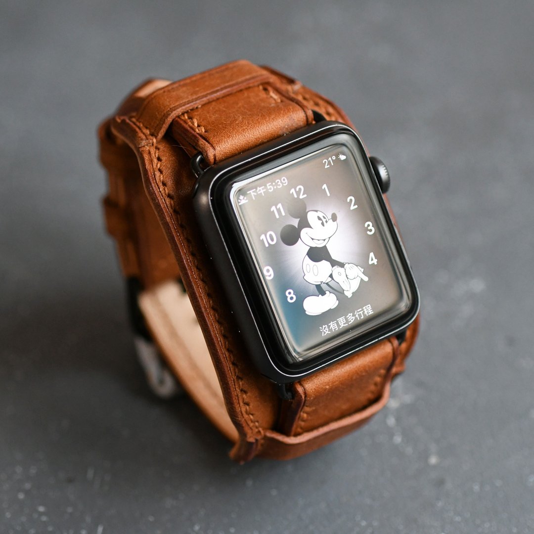 皮革 Apple Watch 表带 真皮 手工 礼物 38/40/41/42/44/45mm - 表带 - 真皮 卡其色