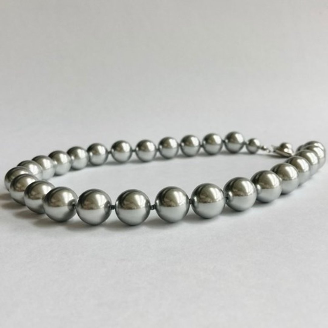 树脂珍珠全结项链 / 14mm 约 44cm / 灰色 / made in japan - 项链 - 塑料 灰色