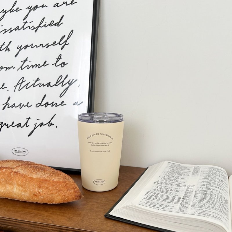 JIN CHA GOD-奶油色保温杯Thank you for never giving up/文创 - 保温瓶/保温杯 - 不锈钢 