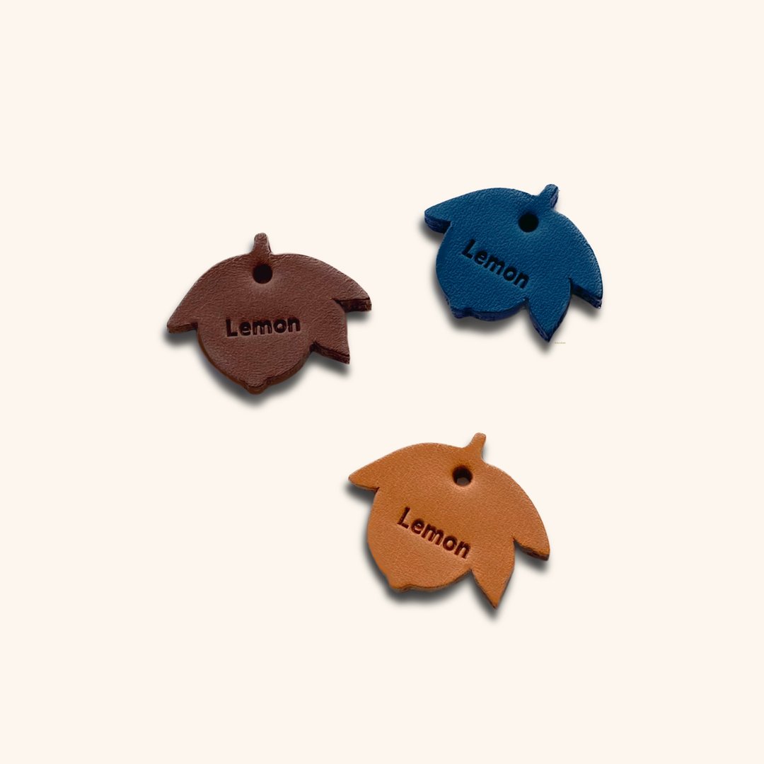 宠物刻字身份牌猫咪猫防丢牌真皮宠物定制柠檬牌 Leather Pet Tag - 项圈/牵绳 - 人造皮革 多色