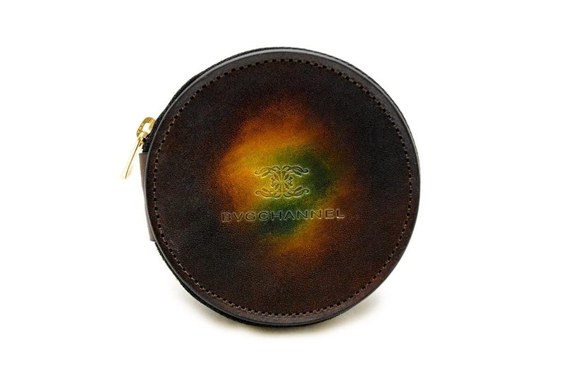 Achromo BrG Circle Coin Case - 零钱包 - 真皮 咖啡色