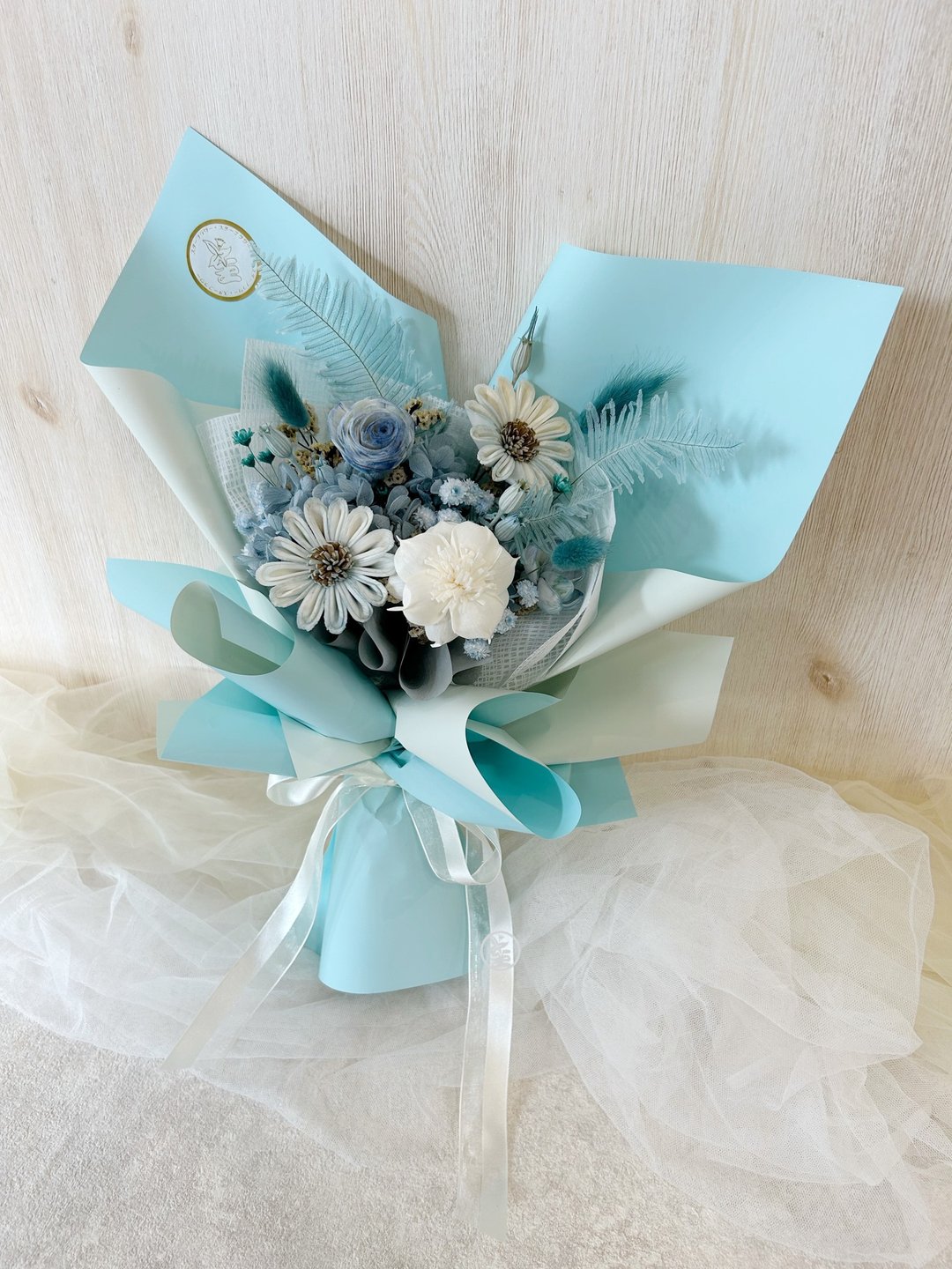 *蓝色羽毛*毕业花束 父亲节花束 授袍花束 生日花束 万用花束 - 干燥花/捧花 - 植物．花 蓝色