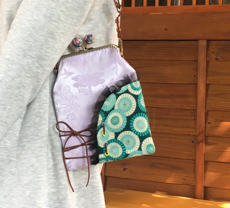 口金包 斜挎包 侧背包 单肩背包 旗袍 花草虫迷 - 侧背包/斜挎包 - 真皮 紫色
