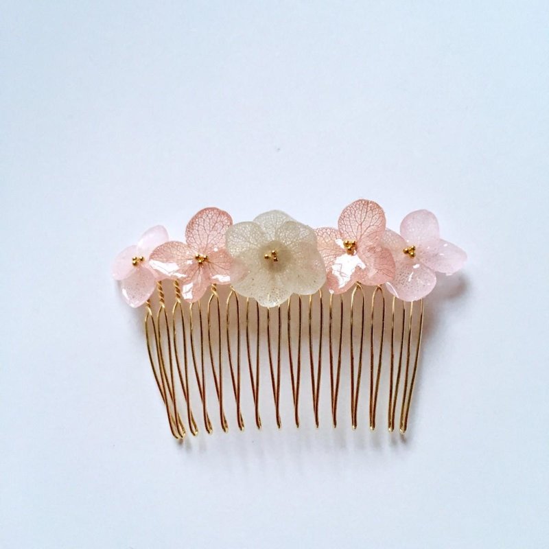 Hydrangea's Hair Comb*Pink* - 发饰 - 植物．花 红色