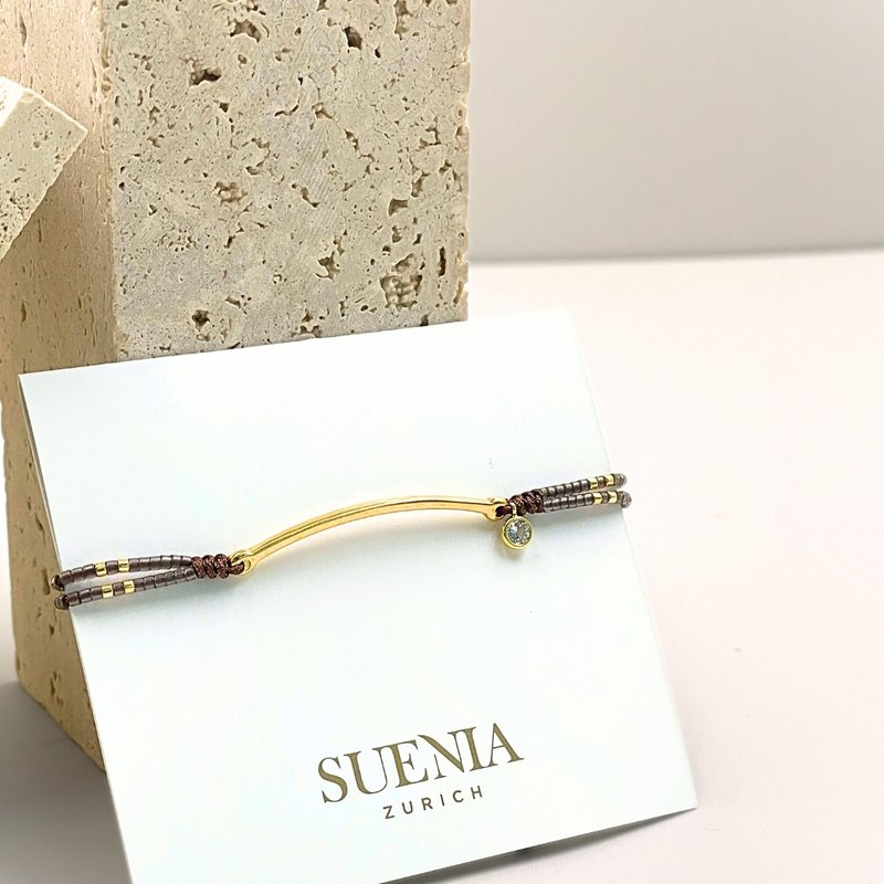 流星轨迹 编织手环 (古铜金)  水晶手链 黄铜镀金饰品 手工制作 - 手链/手环 - 宝石 金色