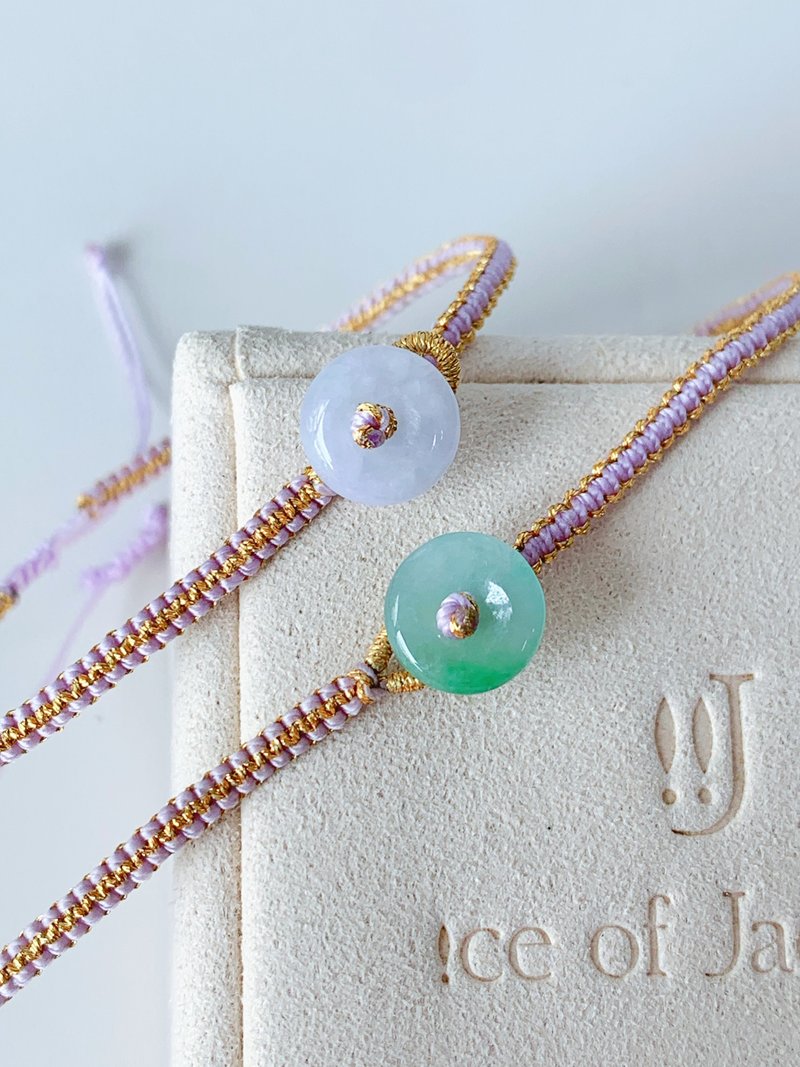 手工编织迷你翡翠平安扣手绳 - 手链/手环 - 石头 多色