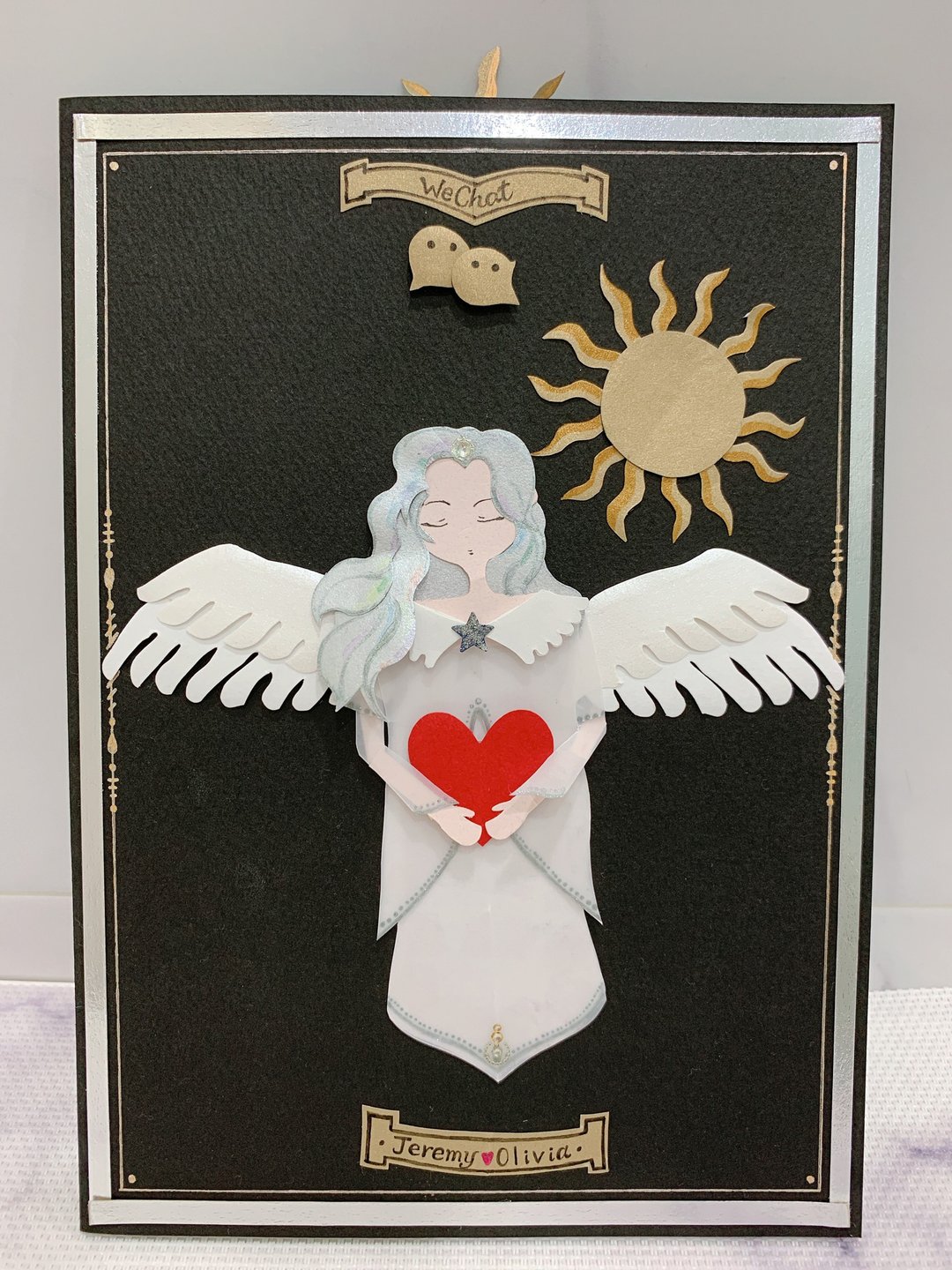 【定制款】守护天使的太阳生日卡(下单前请讨论) - 卡片/明信片 - 纸 黑色