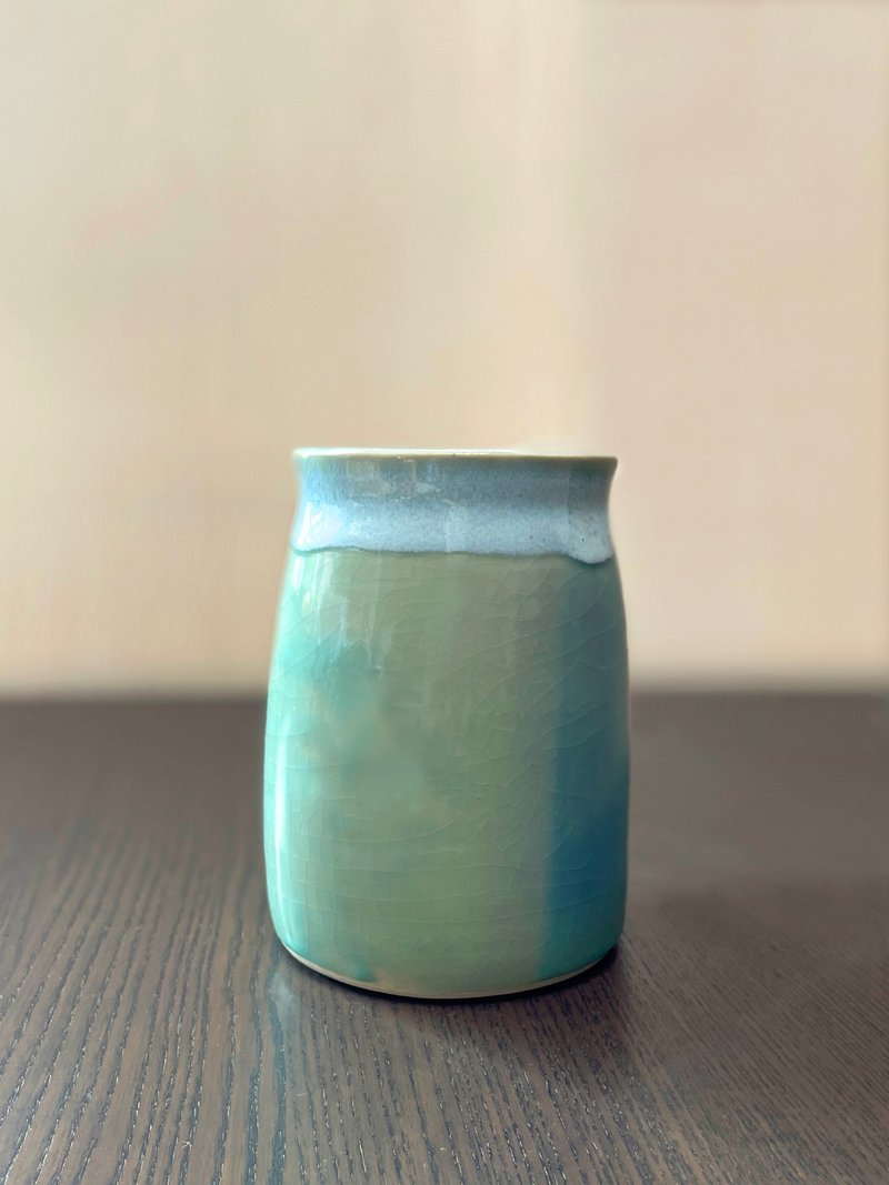 陶瓷手工 | 翠绿色花器 (高身) - 花瓶/陶器 - 陶 绿色