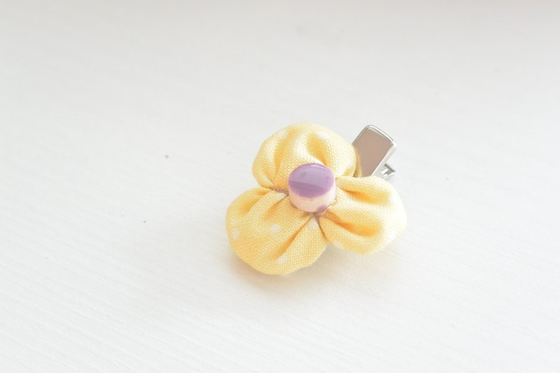 Baby三叶草发夹-黄 - 发饰 - 棉．麻 黄色