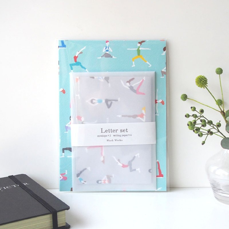 瑜珈姿势信件组 - 信封/信纸 - 纸 蓝色