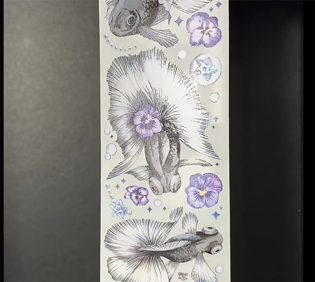 角堇金鱼 黑色系 造景 PET 纸胶带 - 纸胶带 - 纸 黑色
