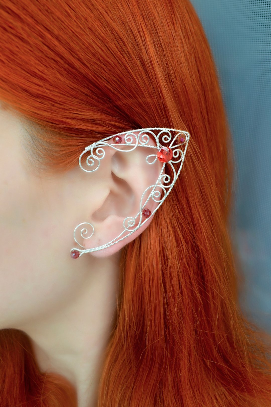 Elf ear cuffs no piercing, elf ears - 耳环/耳夹 - 铜/黄铜 红色