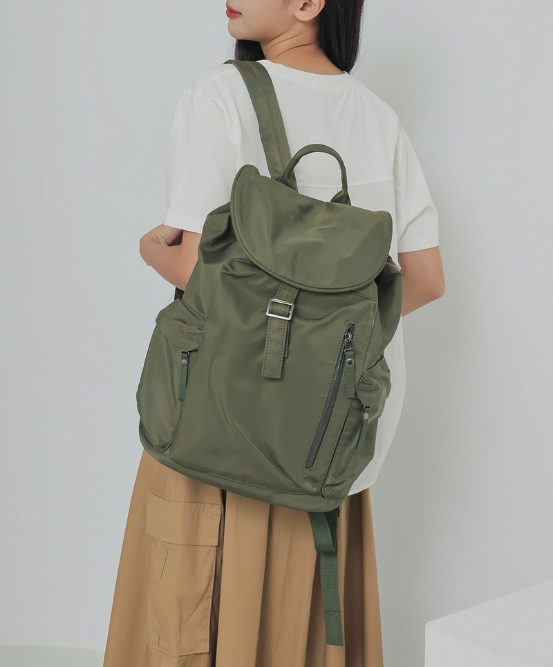 supportingrole 城市旅行休闲多空间分层后背包 军绿 - 后背包/双肩包 - 其他人造纤维 绿色