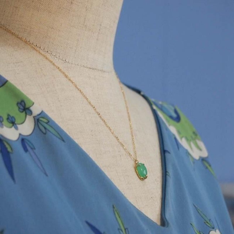 tiara K18 necklace (Chrysoprase) [FN192] - 项链 - 其他金属 金色