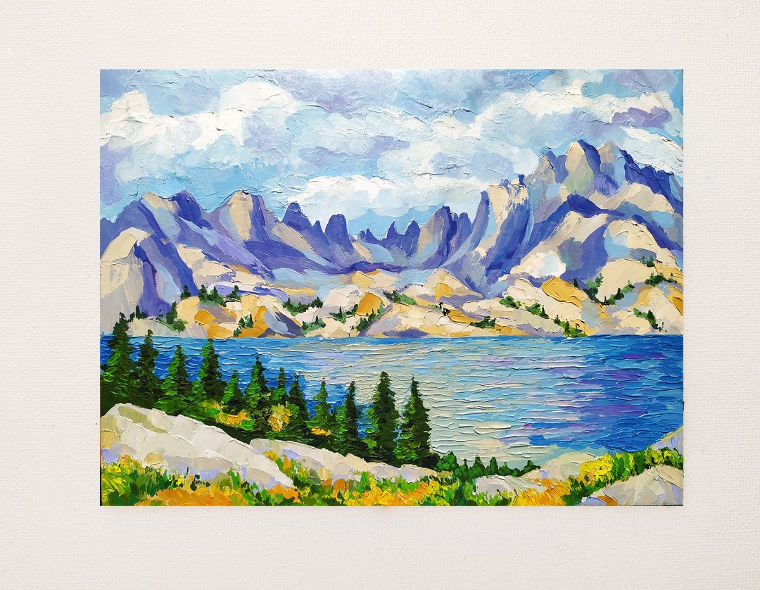 图片风河山脉油画厚涂原始山水山 - 墙贴/壁贴 - 其他材质 蓝色