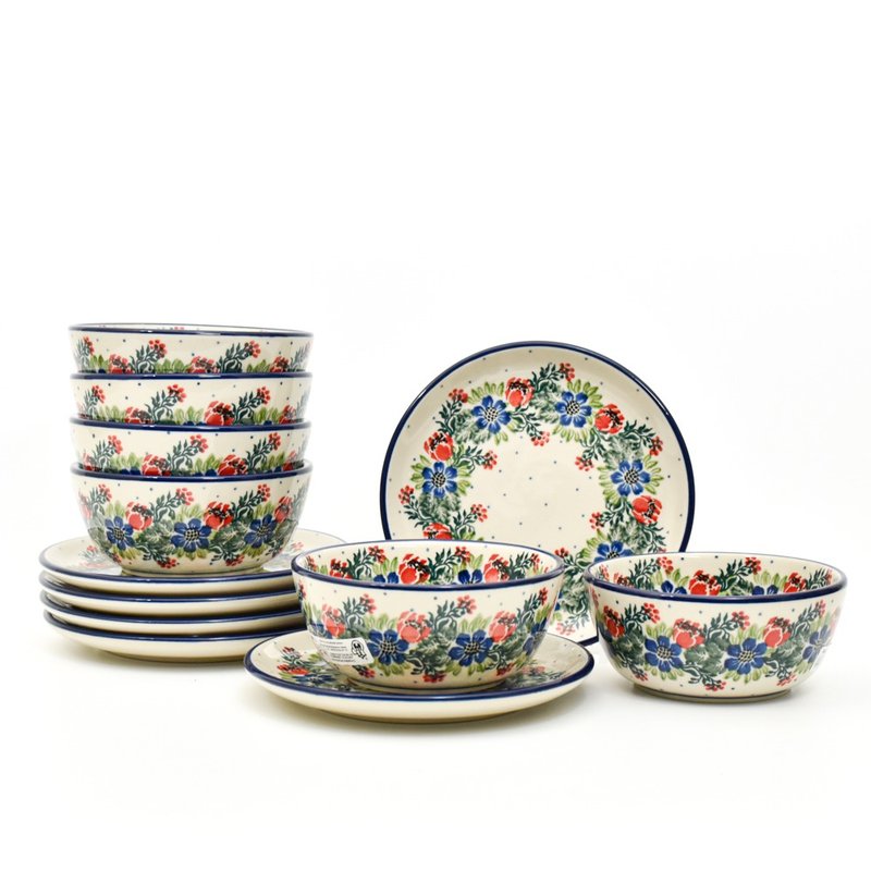 波兰手工陶碗盘12件组 - 盘子/餐盘/盘架 - 陶 